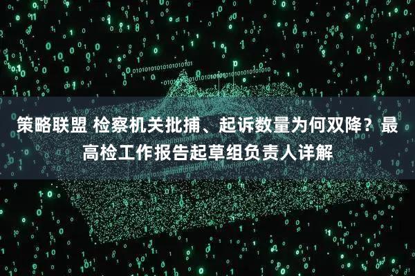 策略联盟 检察机关批捕、起诉数量为何双降？最高检工作报告起草组负责人详解