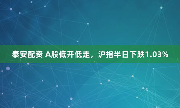 泰安配资 A股低开低走，沪指半日下跌1.03%